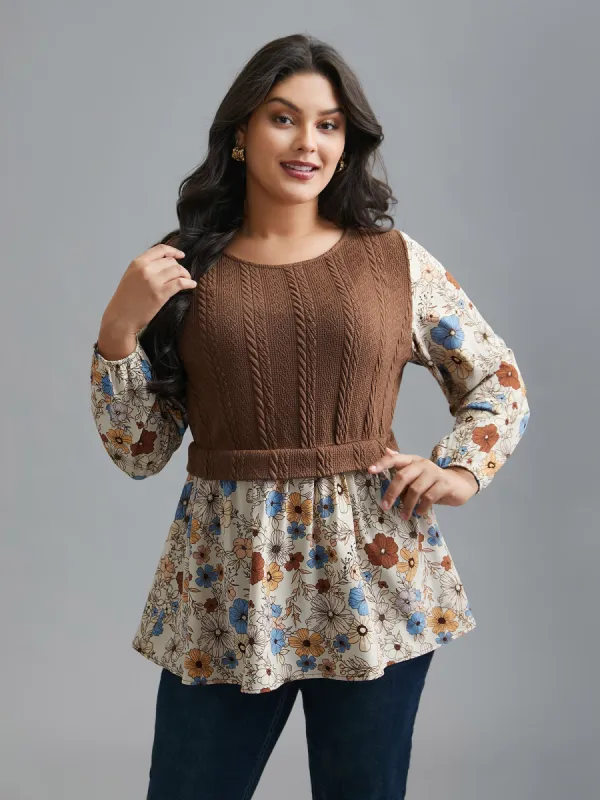 Mixed Texture Floral Combined Blouse sold by Bloomchic
