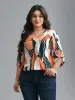 Abstract Print Tab Sleeve Blouse sold by Bloomchic