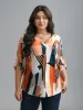 Abstract Print Tab Sleeve Blouse sold by Bloomchic