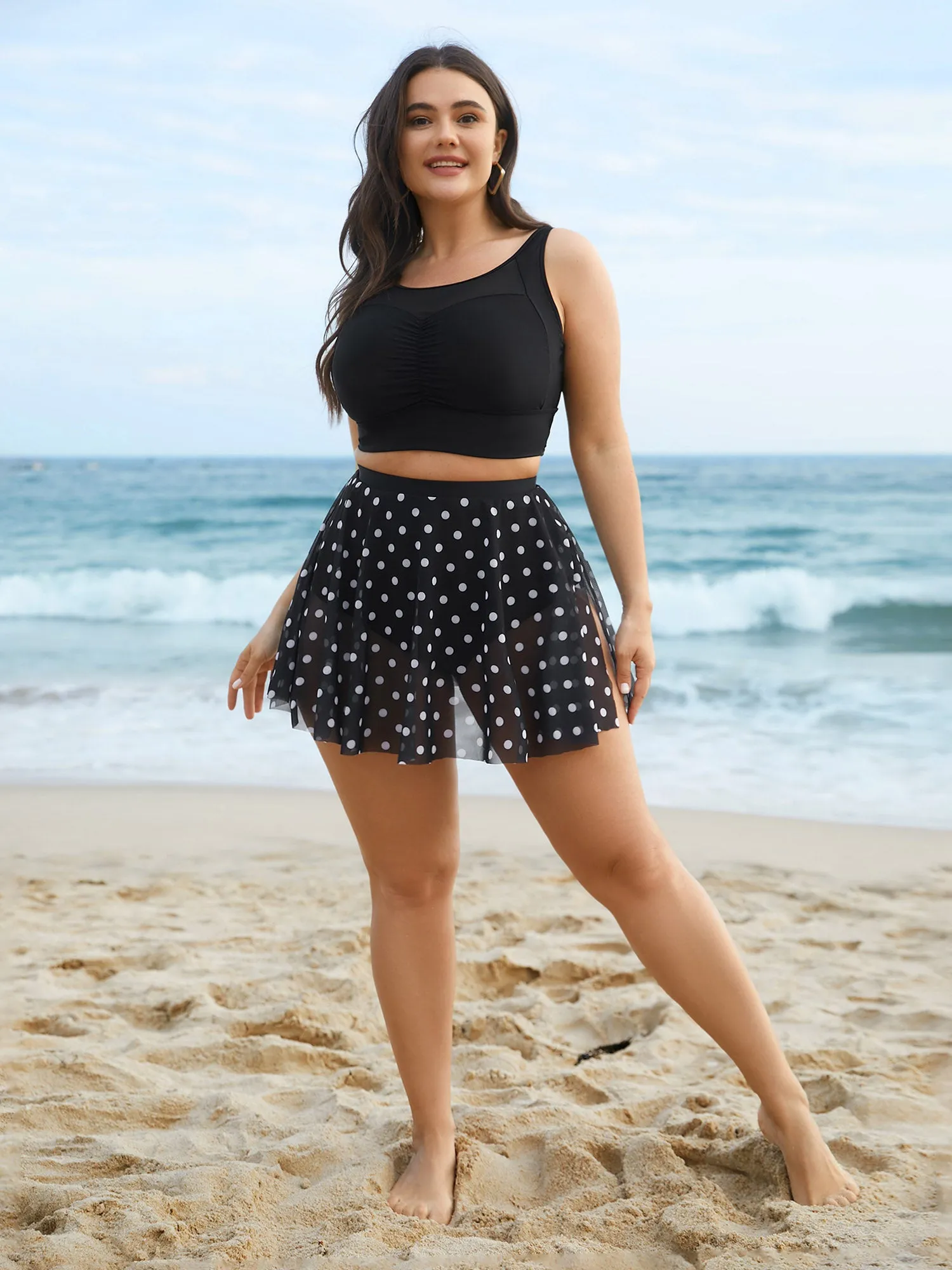 Polka Dot Split Side Swim Skirt sold by Bloomchic product image thumbnail 5