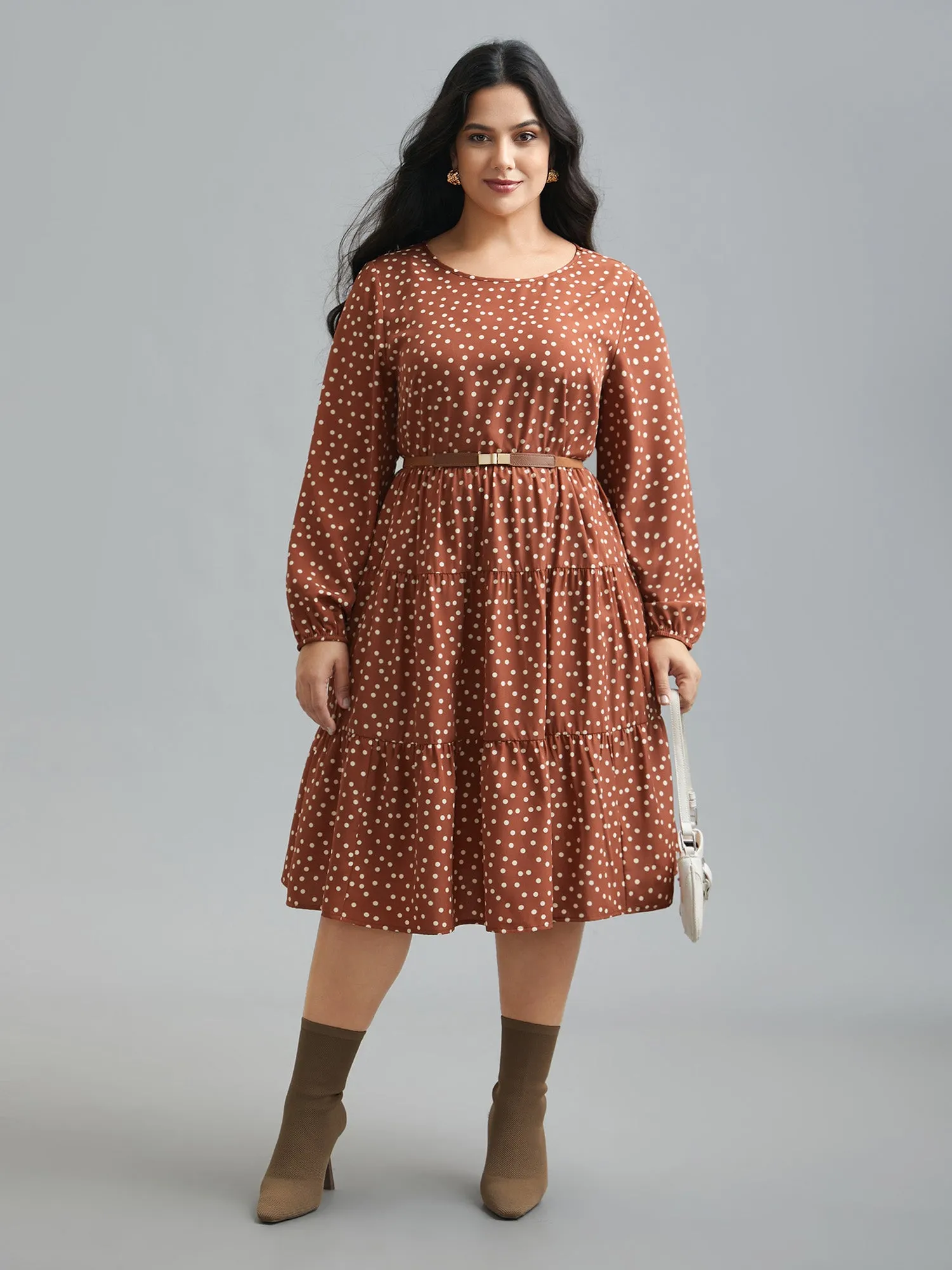 Polka Dot Waist-Cinched Tiered Dress sold by Bloomchic product image thumbnail 2