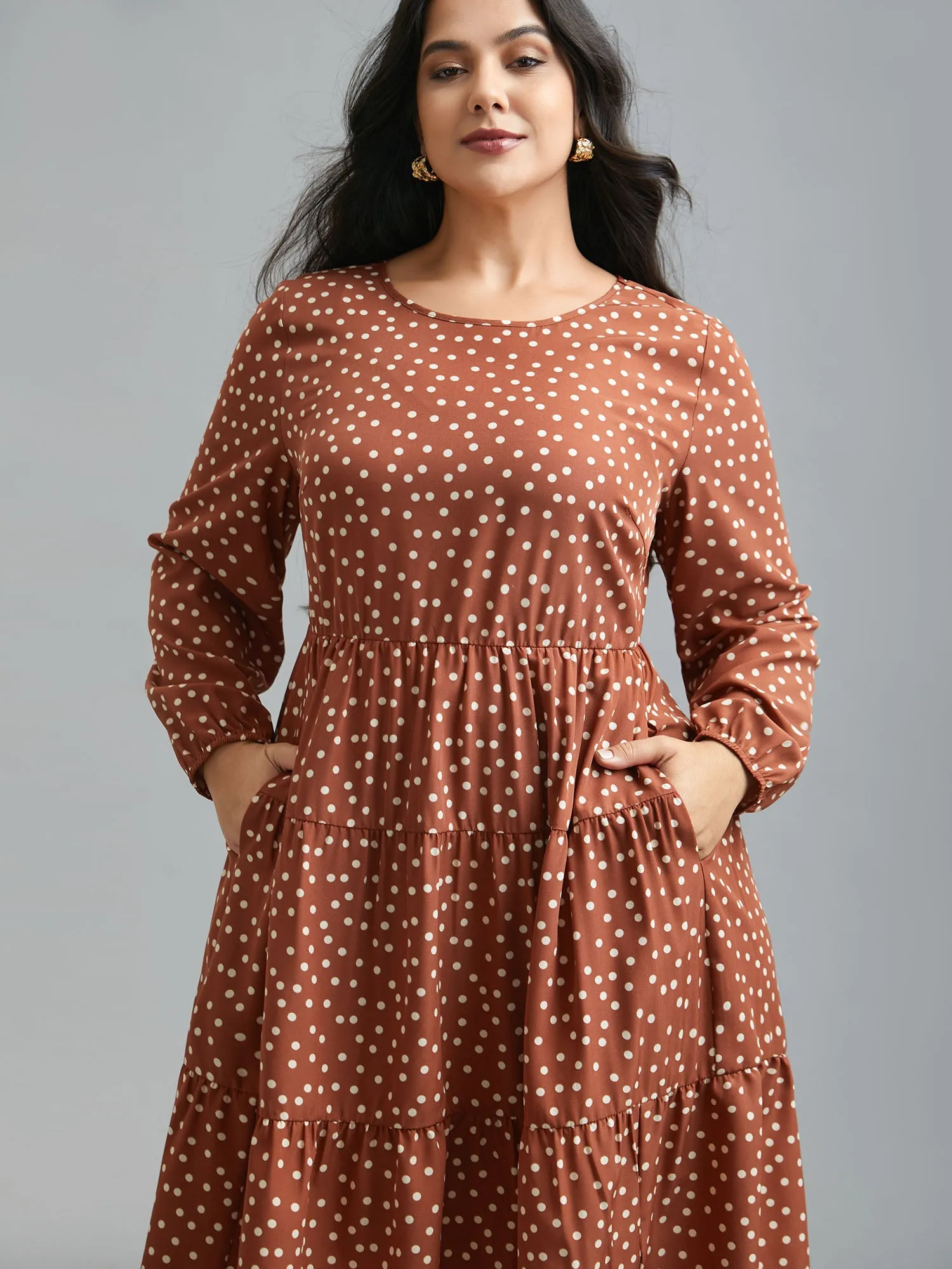 Polka Dot Waist-Cinched Tiered Dress sold by Bloomchic product image thumbnail 4