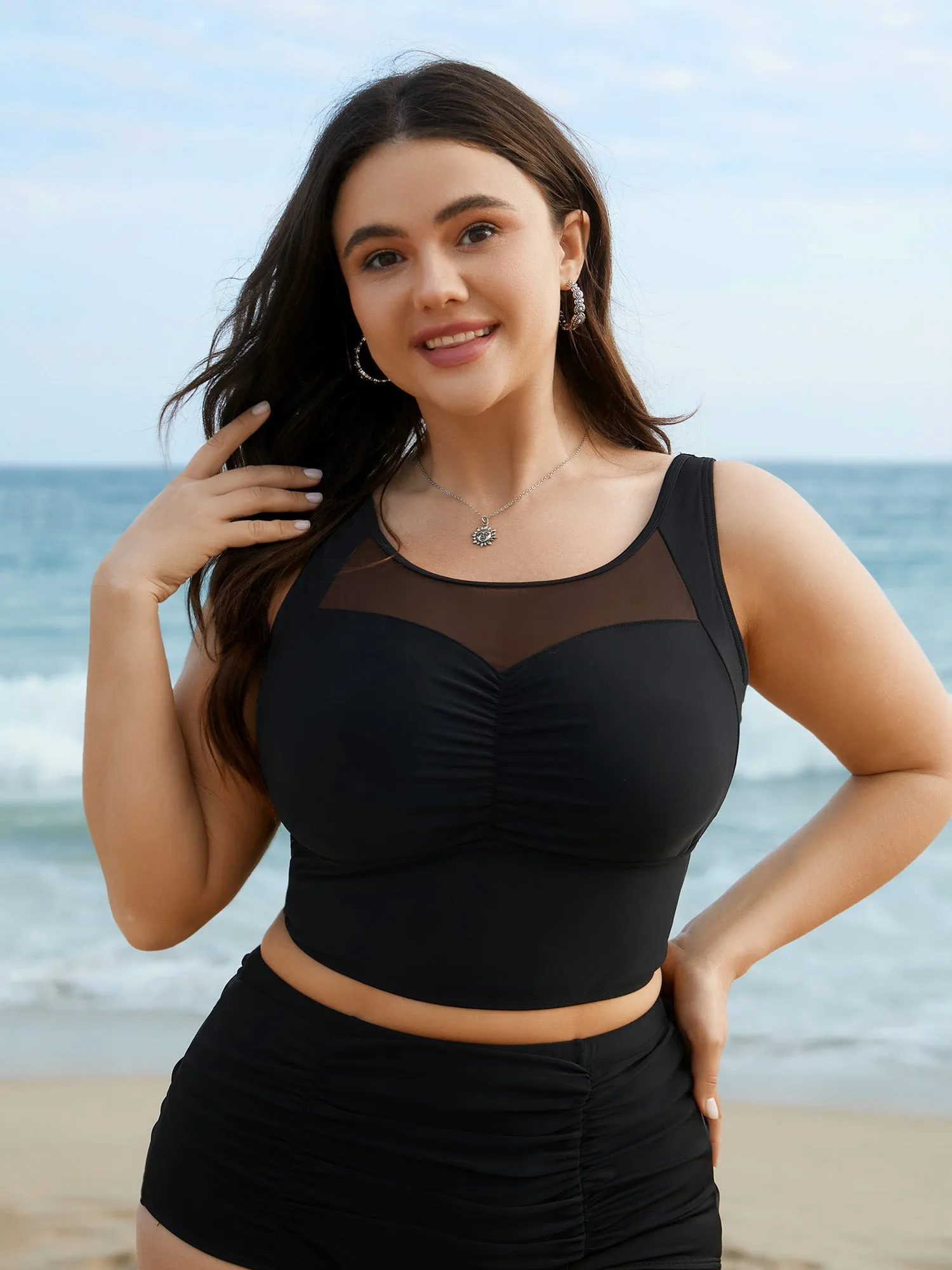 Sheer Sweetheart Neckline Adjustable Swim Top sold by Bloomchic