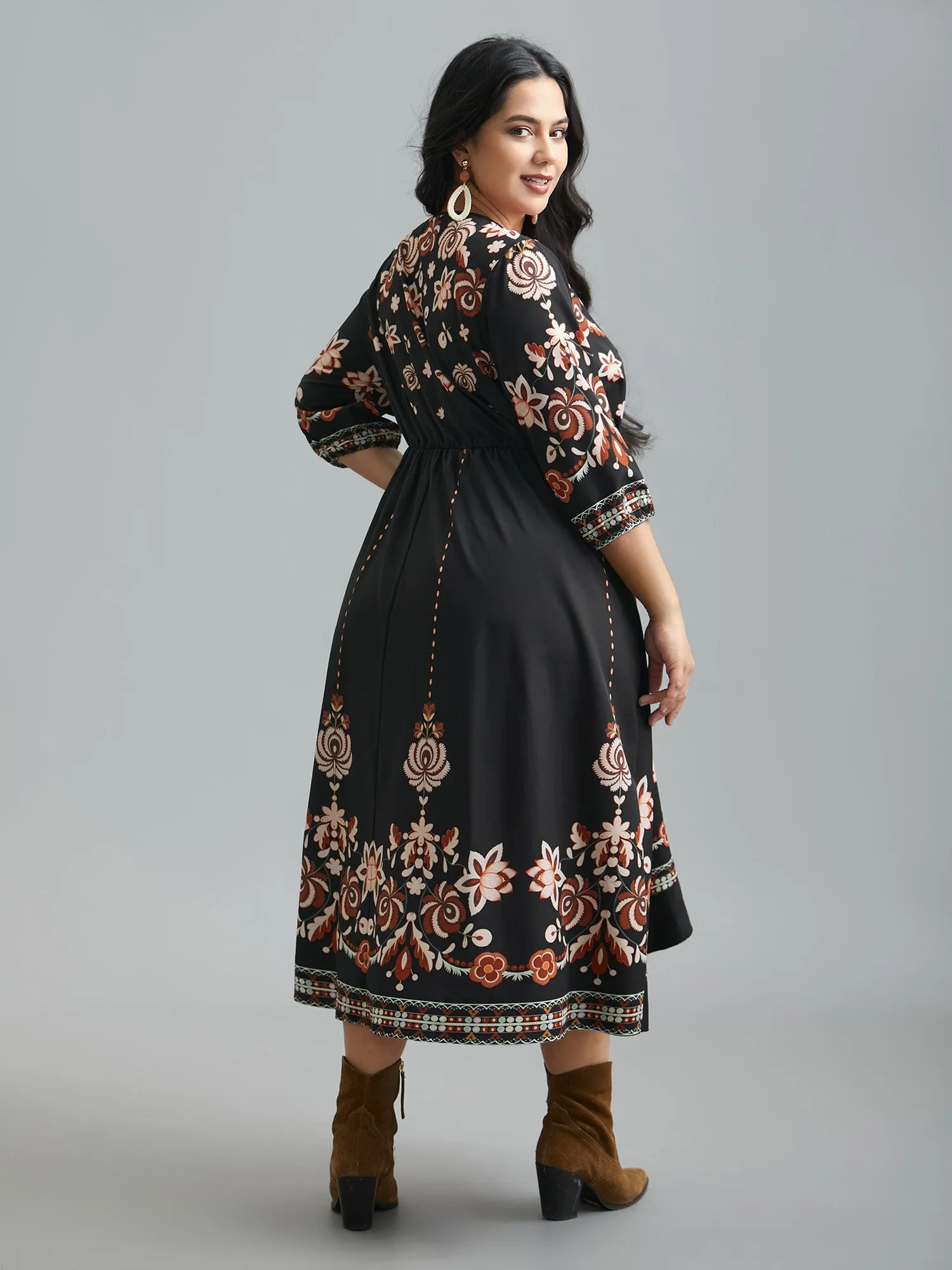 Floral Print Wrap Ruffled Hem Dress sold by Bloomchic product image thumbnail 4