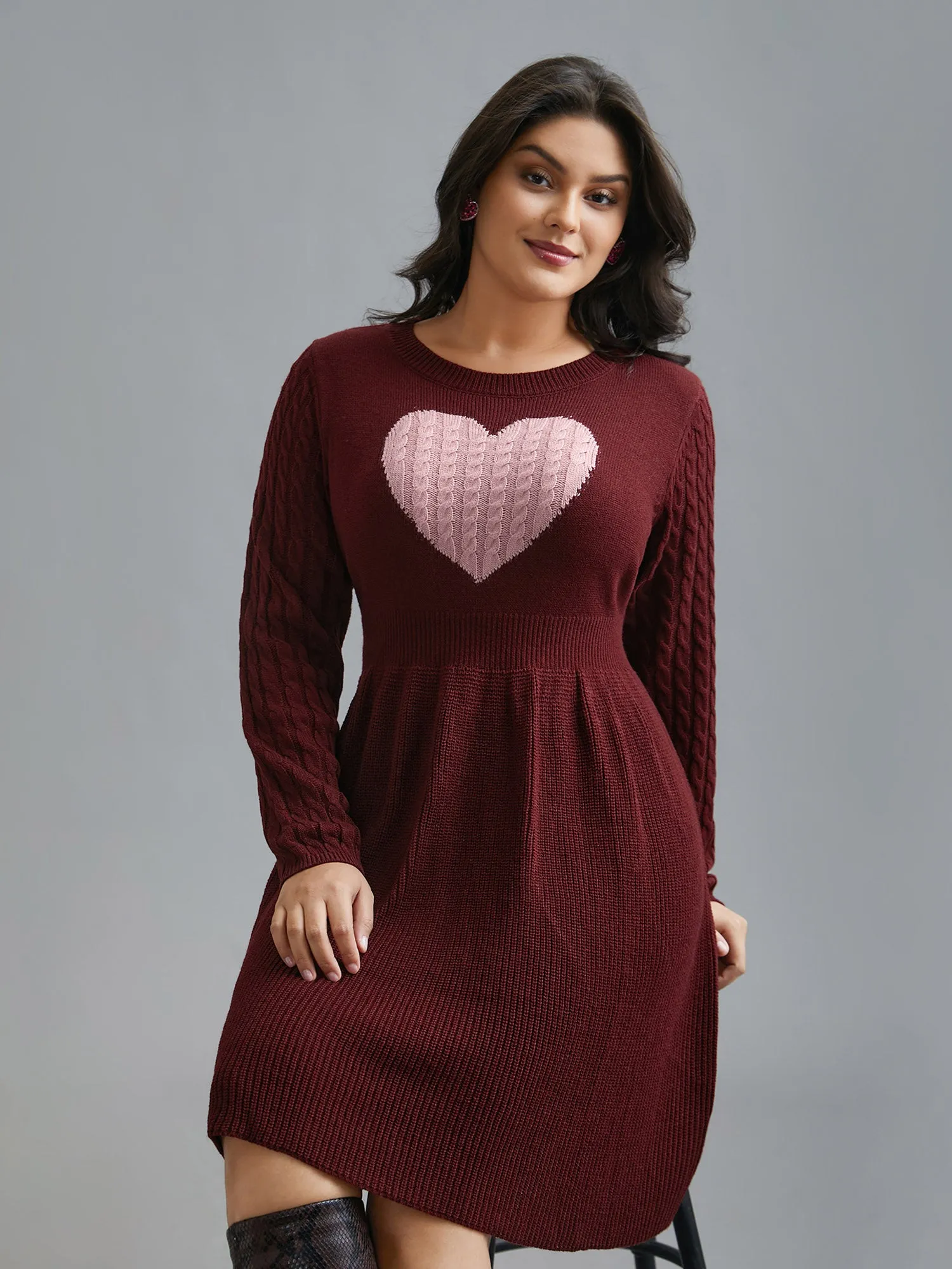Heart Motif Contrast Textured Dress sold by Bloomchic product image thumbnail 3