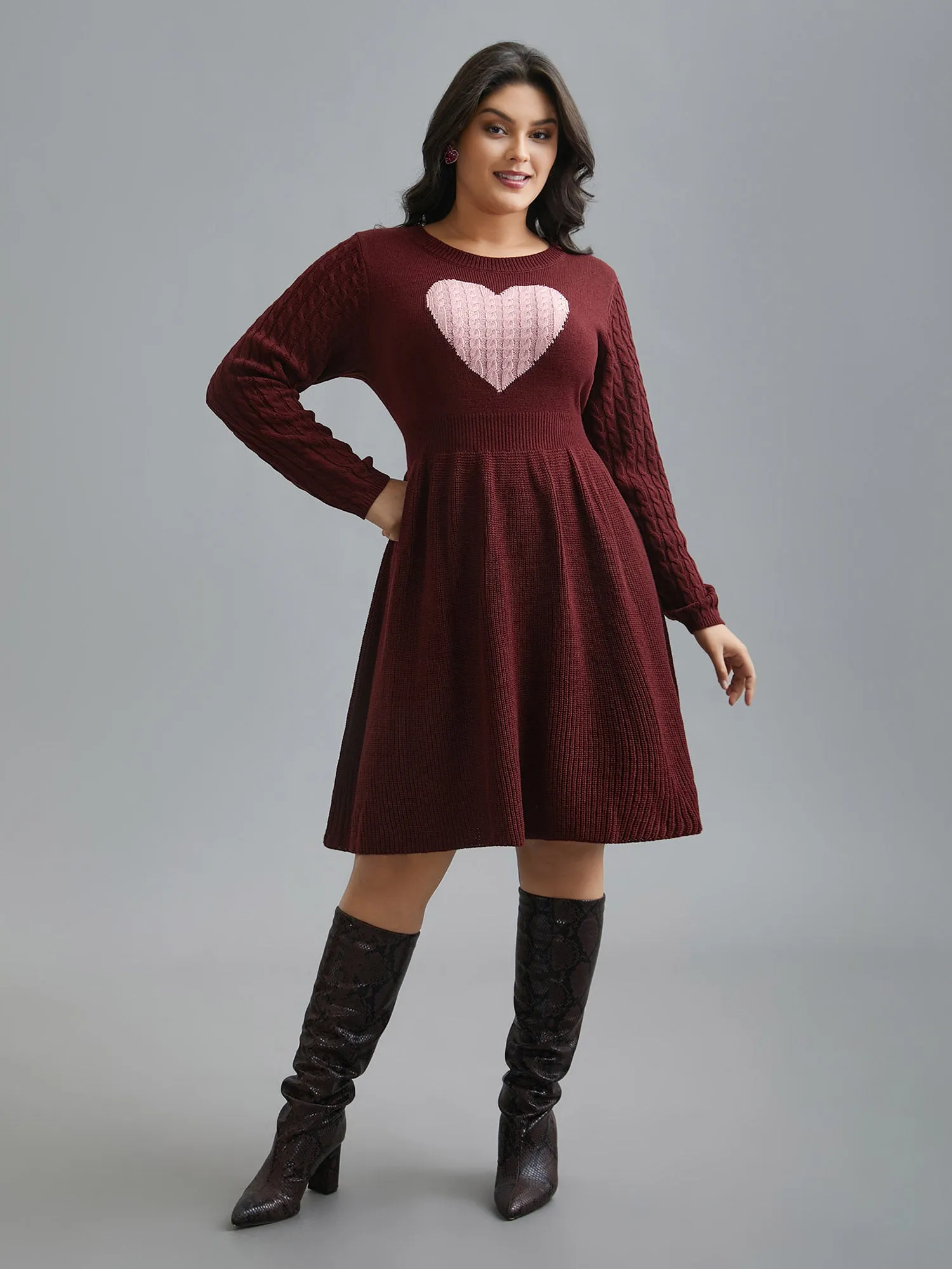 Heart Motif Contrast Textured Dress sold by Bloomchic product image thumbnail 4