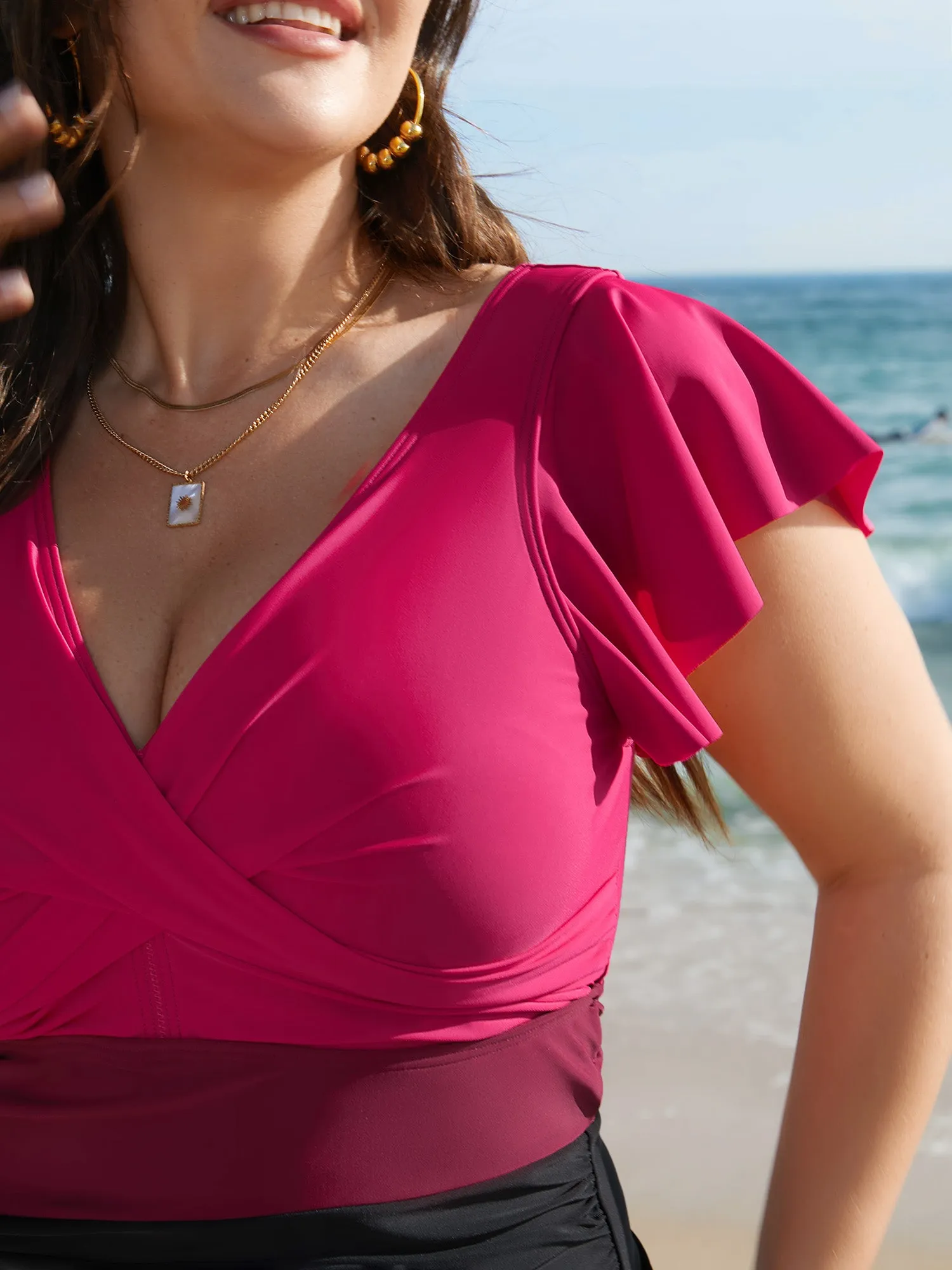 Color Block Tummy Control One-Piece Swimsuit sold by Bloomchic product image thumbnail 5