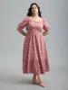 Ruffled Stretchy Waist Puff Sleeve Dress sold by Bloomchic