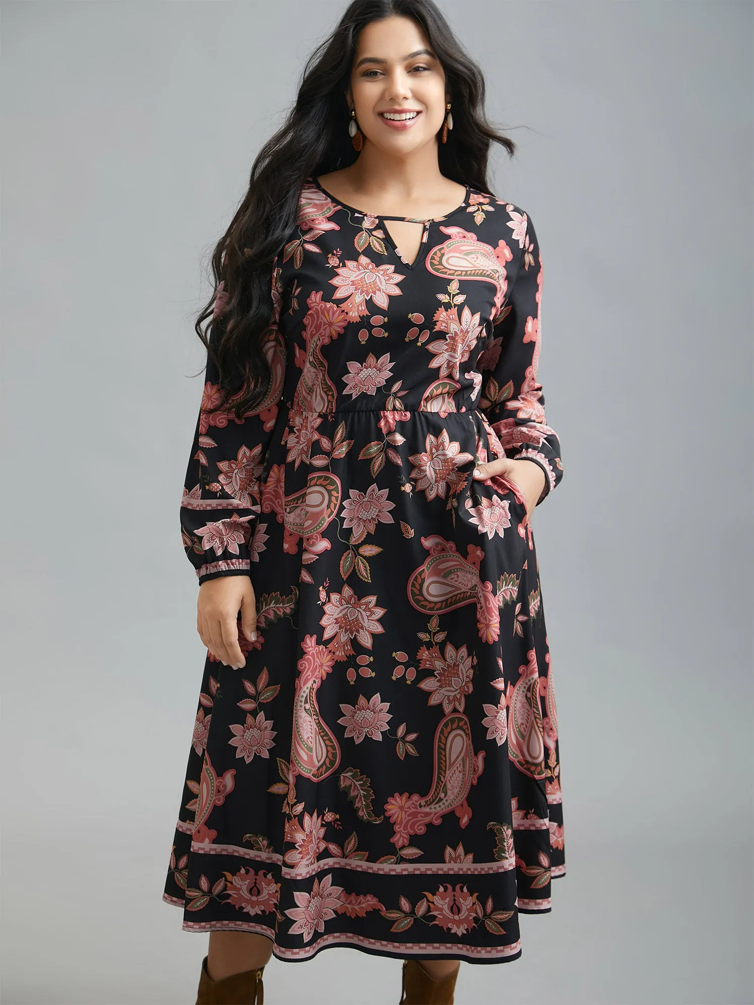 Floral Boho Print Neck Cut-Out Dress sold by Bloomchic product image thumbnail 2