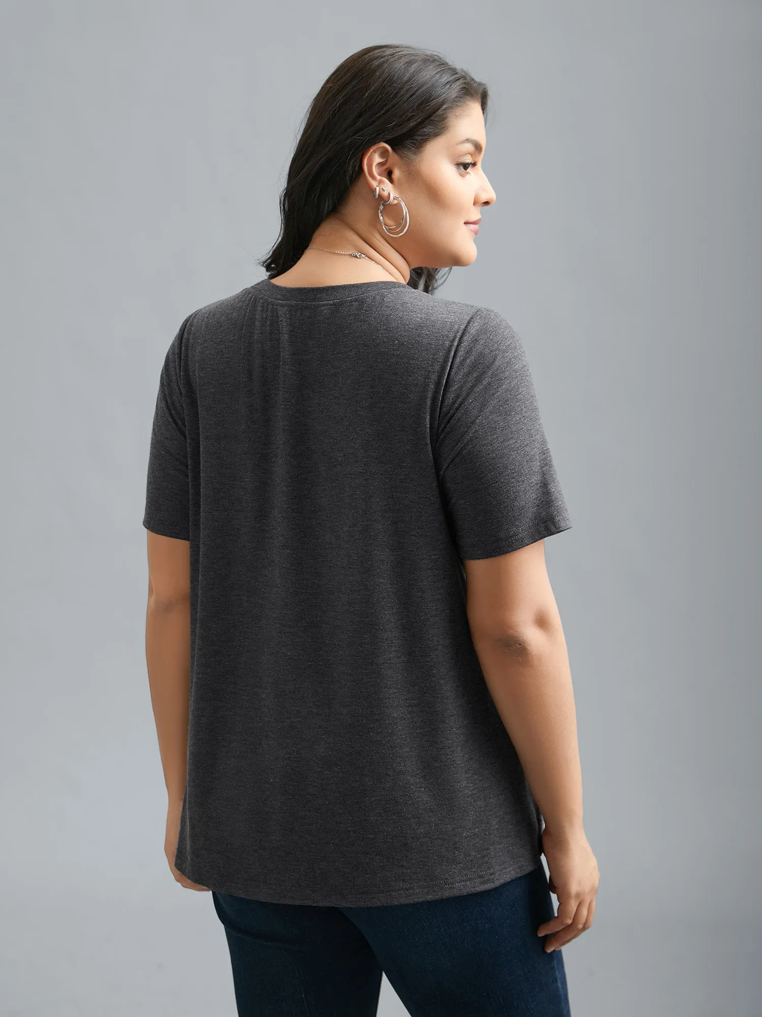 Round Neck Lunar Pattern Slim-Fit T-Shirt sold by Bloomchic product image thumbnail 5