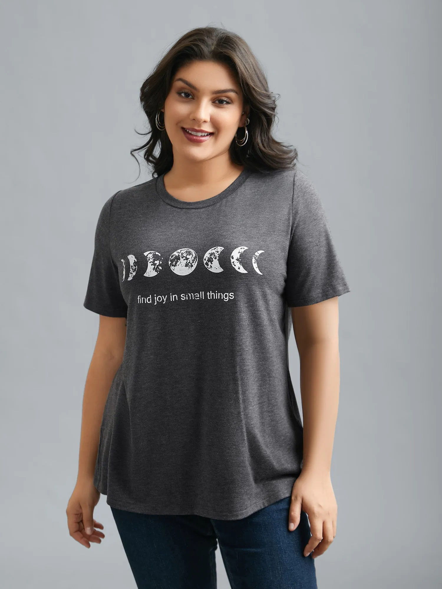 Round Neck Lunar Pattern Slim-Fit T-Shirt sold by Bloomchic product image thumbnail 2