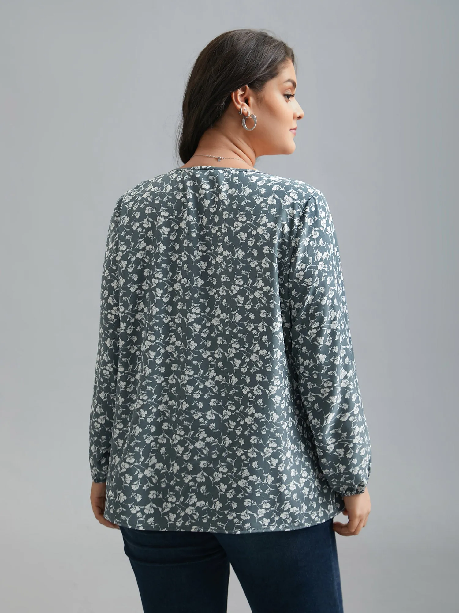 V-Neck Floral Pleated Blouse sold by Bloomchic product image thumbnail 5