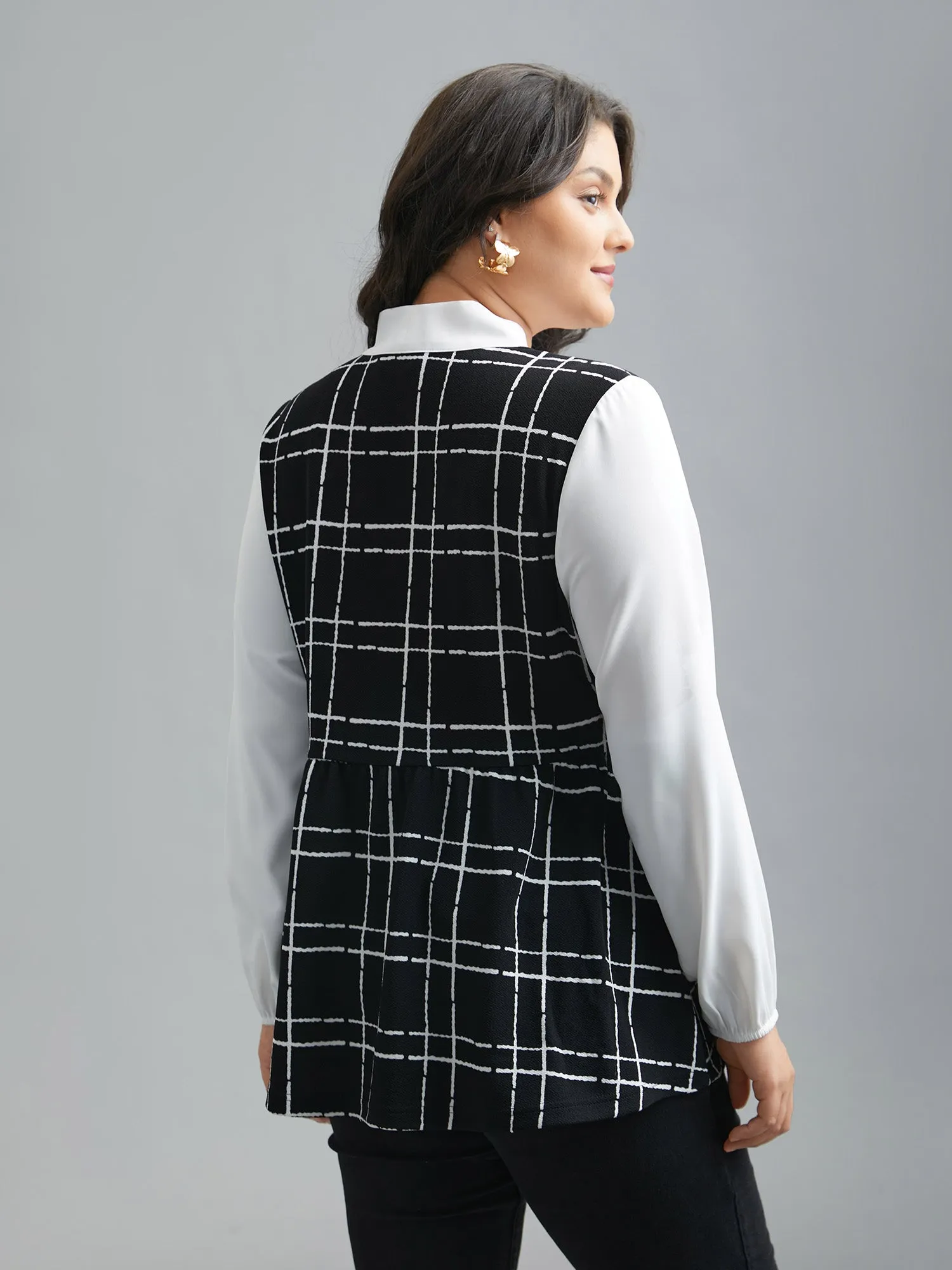 Plaid Print Contrast Bow-Tie Shirt sold by Bloomchic product image thumbnail 5