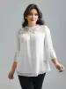 Dreamy Lace Neck Flared Sleeve Chiffon Blouse sold by Bloomchic