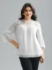 Dreamy Lace Neck Flared Sleeve Chiffon Blouse sold by Bloomchic