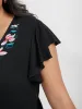 Floral Embroidered Flutter V Neck Blouse sold by Bloomchic