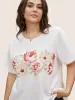 Natural Flowers Print Crew Neck T-shirt sold by Bloomchic