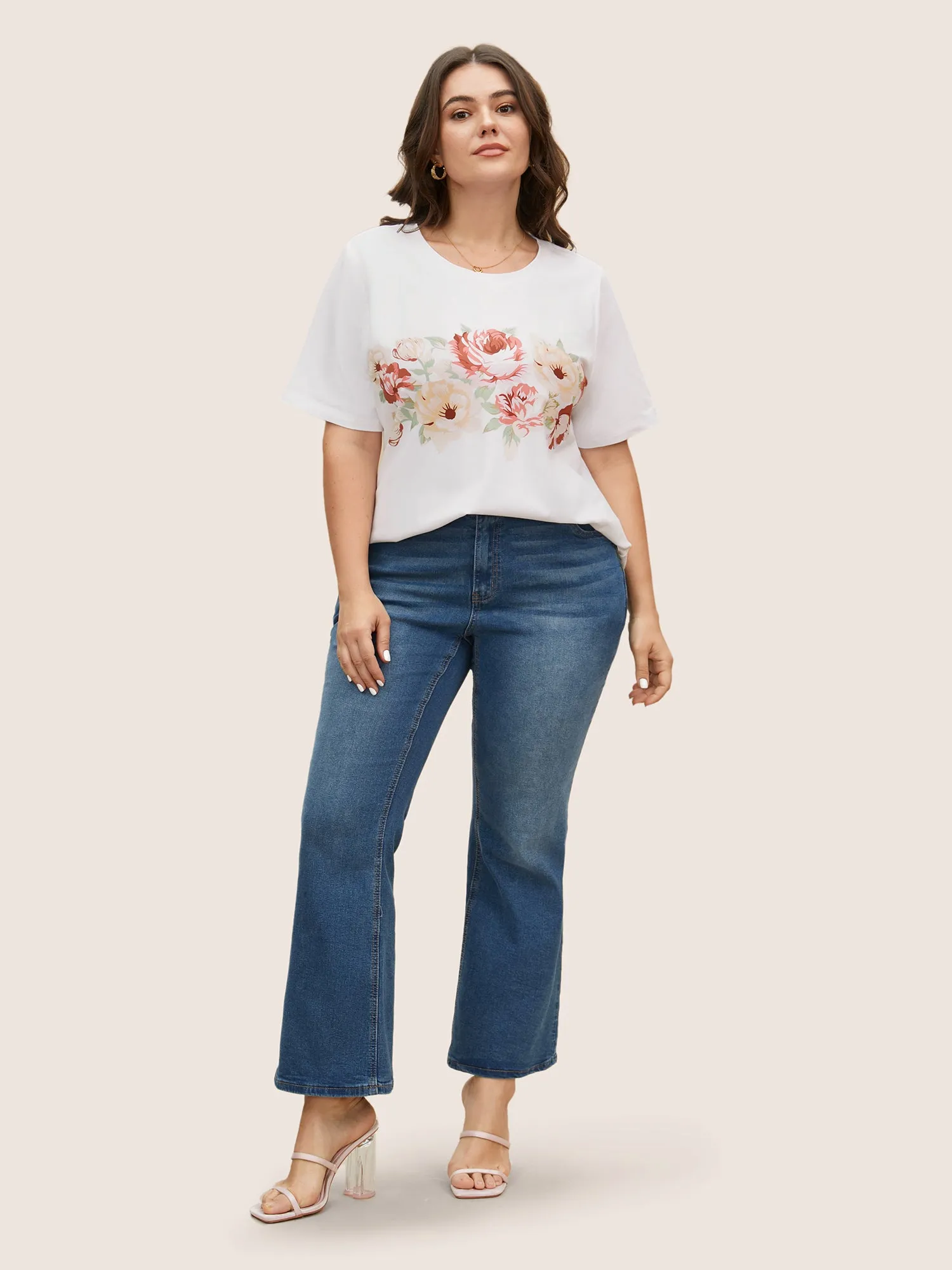 Natural Flowers Print Crew Neck T-shirt sold by Bloomchic product image thumbnail 3