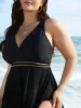 Solid Gathered See Through Slit Swim Dress sold by Bloomchic