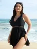 Solid Gathered See Through Slit Swim Dress sold by Bloomchic