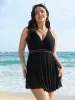 Solid Gathered See Through Slit Swim Dress sold by Bloomchic