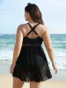 Solid Gathered See Through Slit Swim Dress sold by Bloomchic