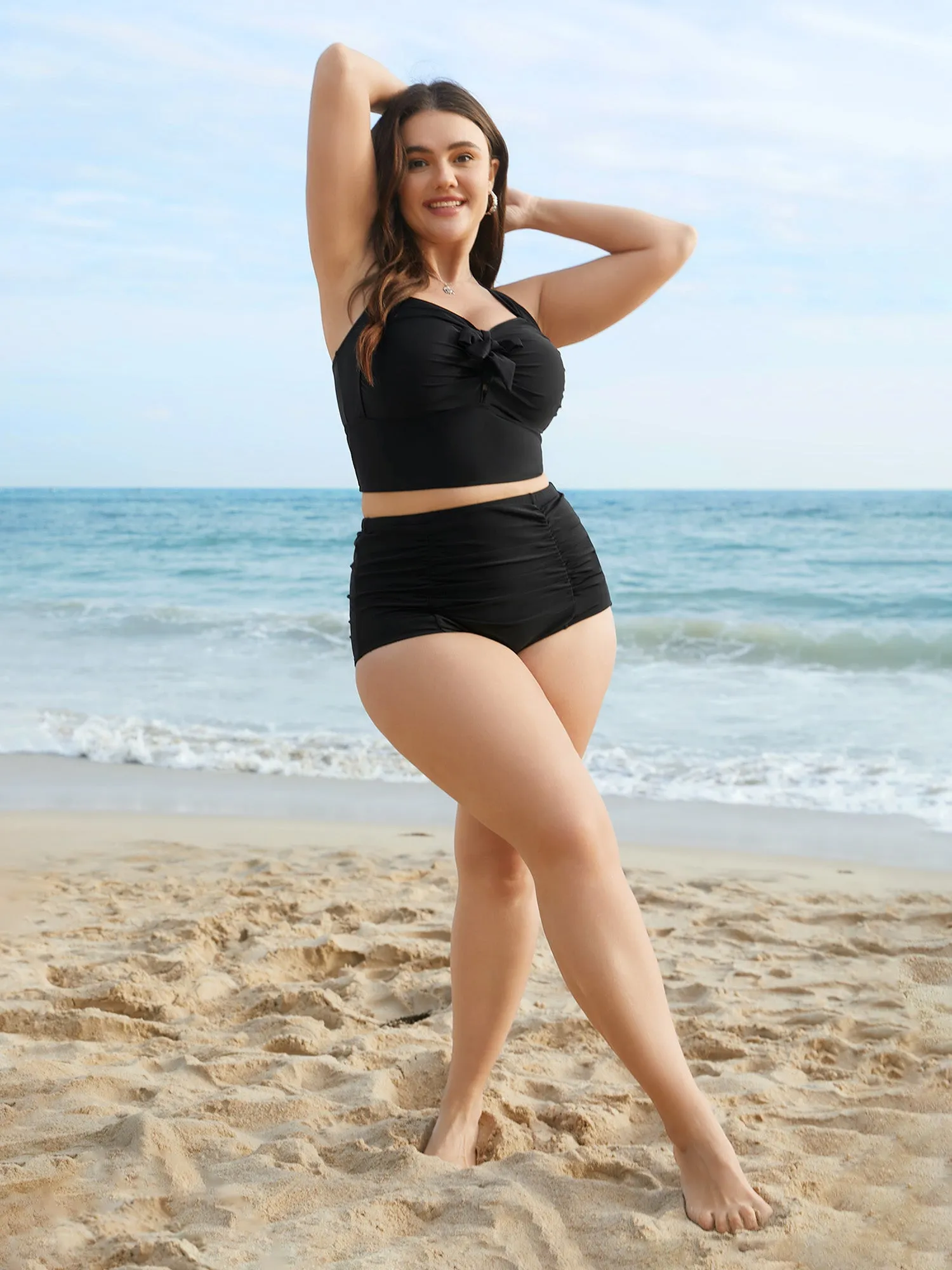 Bow-Tie Adjustable Front Ruched Swim Top sold by Bloomchic product image thumbnail 4