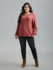 Open Wrap Back Textured Tied Pullover sold by Bloomchic