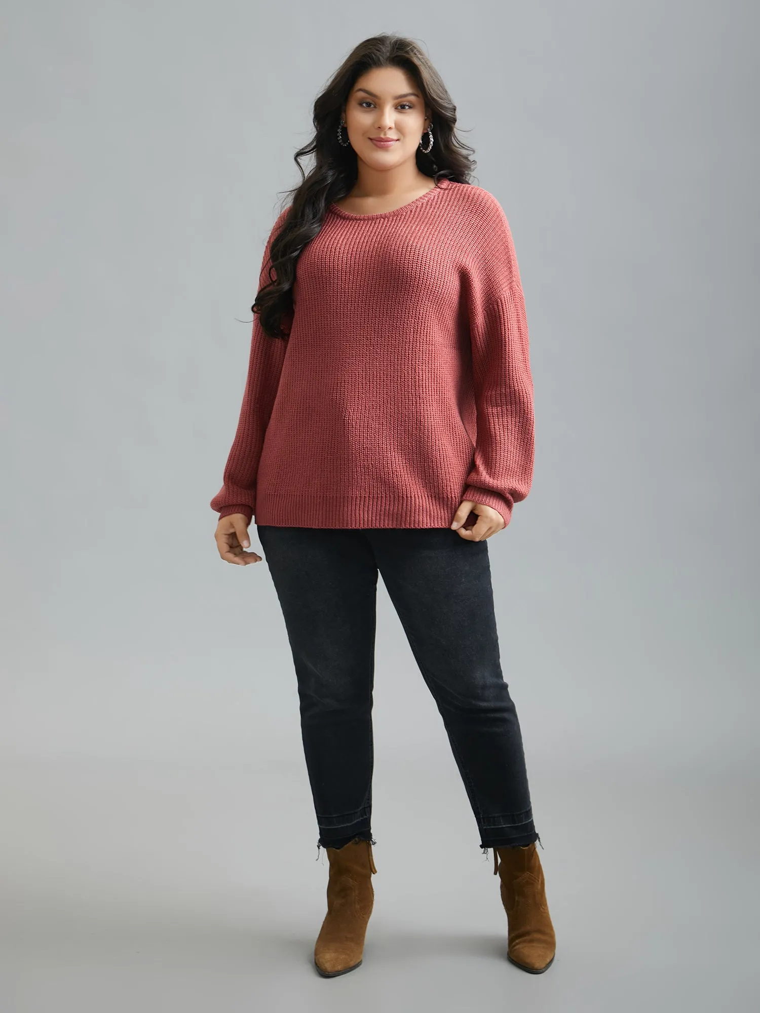 Open Wrap Back Textured Tied Pullover sold by Bloomchic product image thumbnail 3