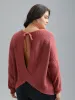 Open Wrap Back Textured Tied Pullover sold by Bloomchic