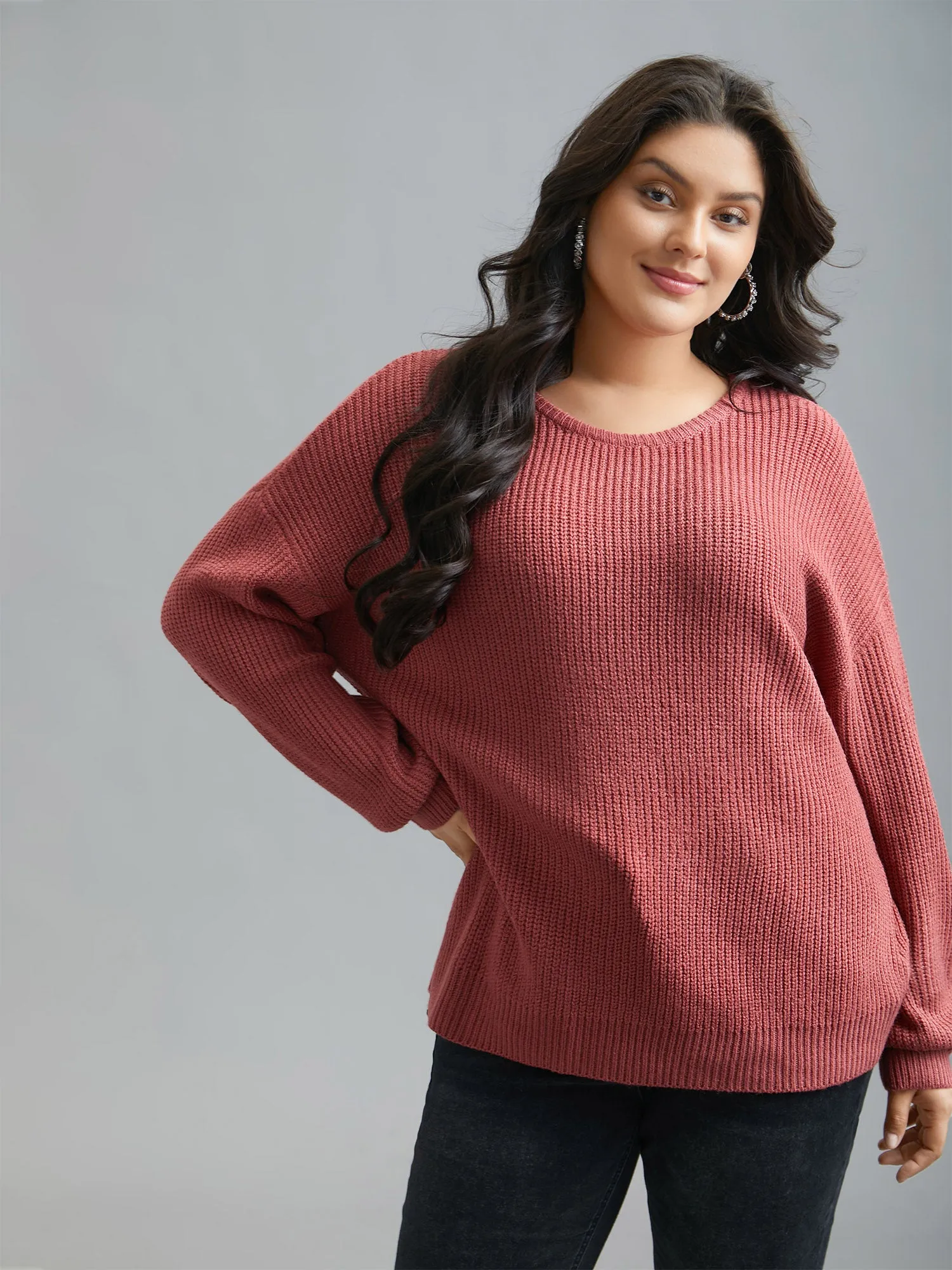 Open Wrap Back Textured Tied Pullover sold by Bloomchic product image thumbnail 4