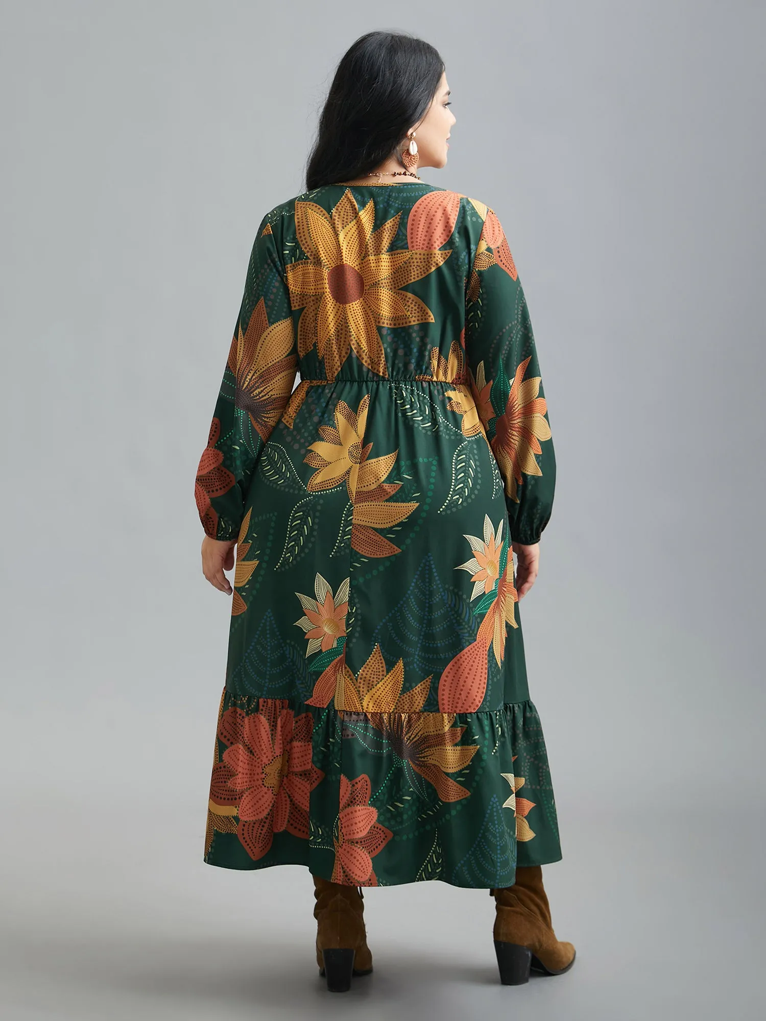 V-Neck Floral Elastic Waist Maxi Dress sold by Bloomchic product image thumbnail 5