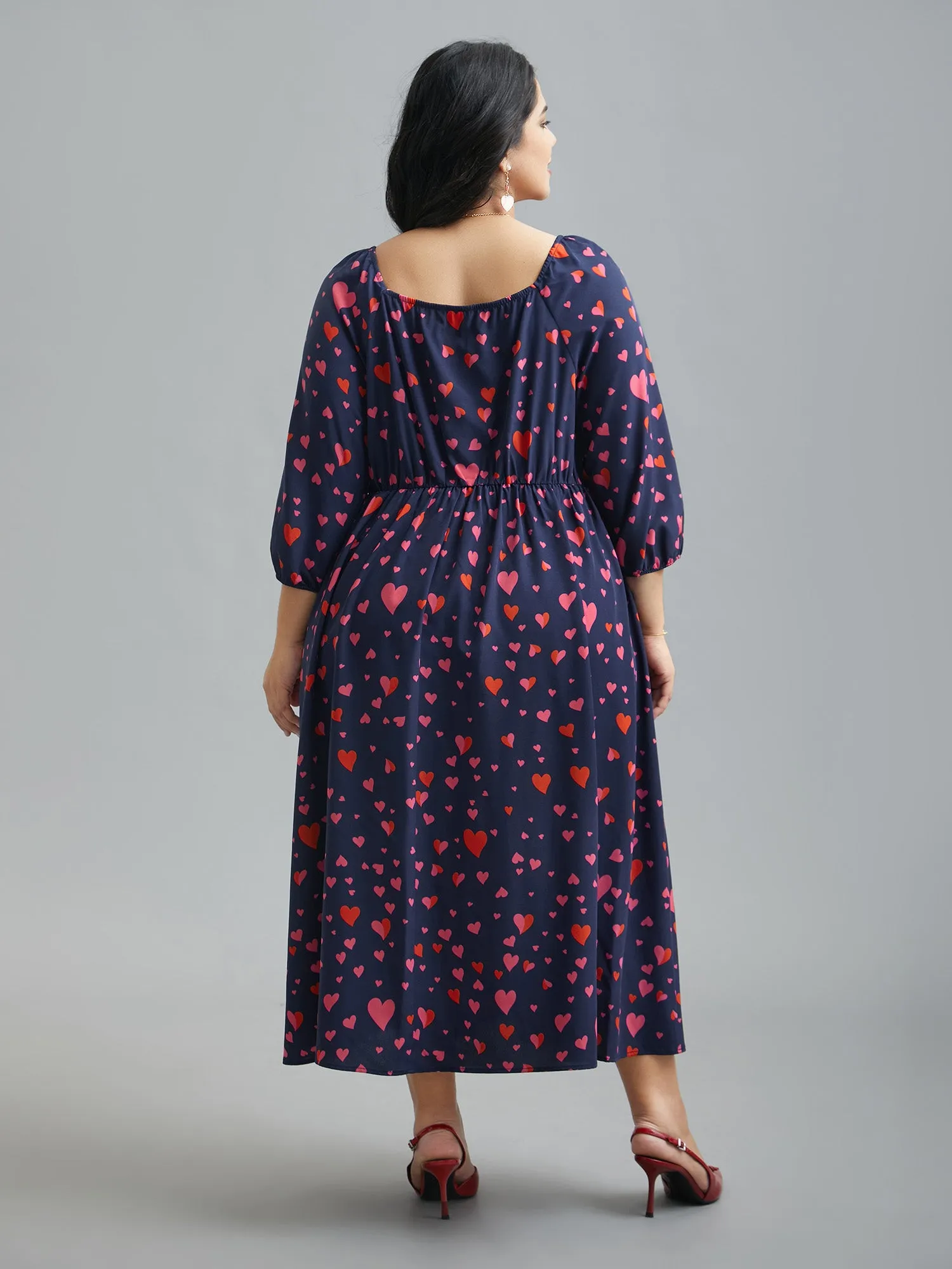 Hearts Print Contrast Webbing Pocket Dress sold by Bloomchic product image thumbnail 3