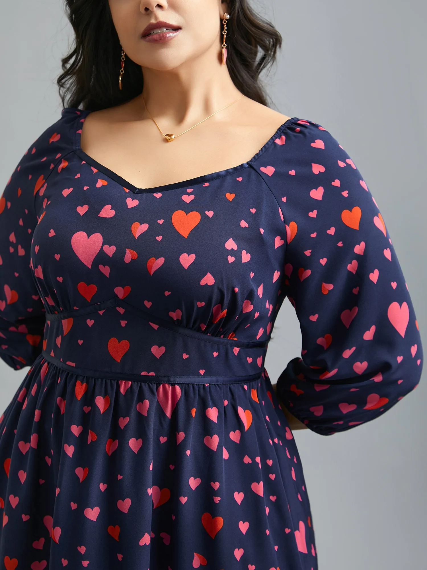 Hearts Print Contrast Webbing Pocket Dress sold by Bloomchic product image thumbnail 5