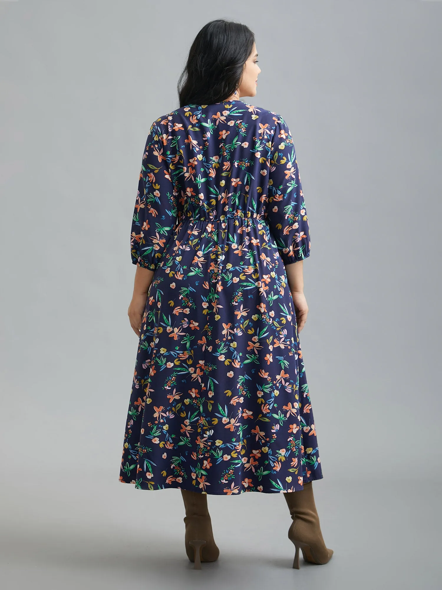 Surplice Neck Floral Print Pocket Dress sold by Bloomchic product image thumbnail 5