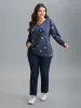Star Print Crisscross Cut-Out T-Shirt sold by Bloomchic