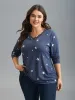 Star Print Crisscross Cut-Out T-Shirt sold by Bloomchic