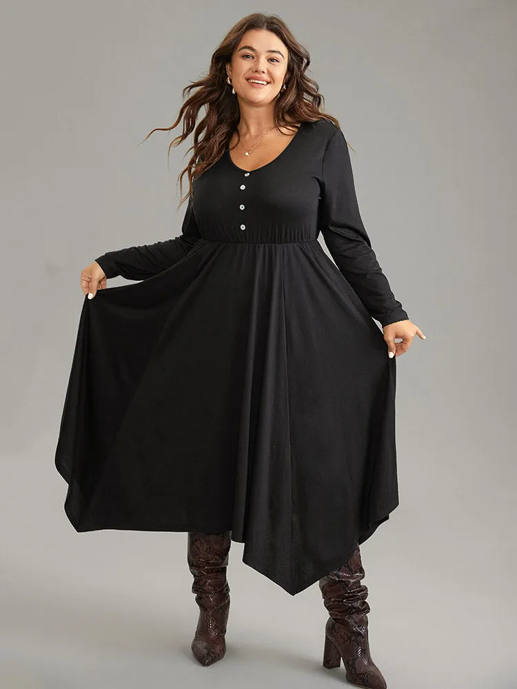 Supersoft Essentials Button Detail Hanky Hem Scoop Neck Dress sold by Bloomchic product image thumbnail 2