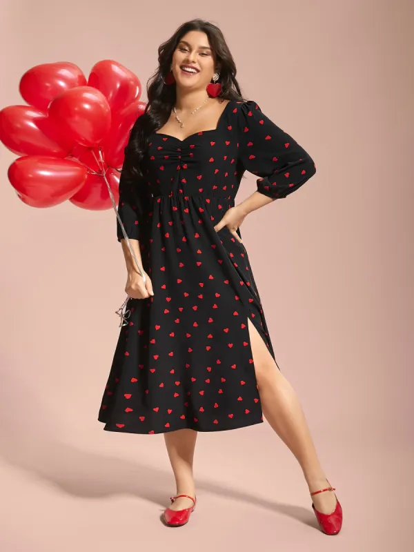Sweetheart Neckline Side Slit Midi Dress sold by Bloomchic