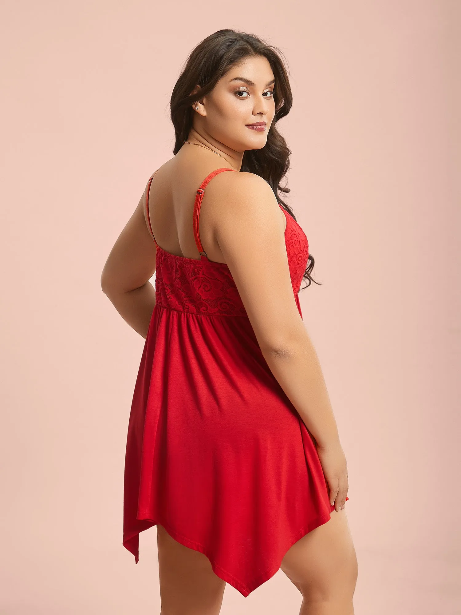 Bowknot Crochet Lace Asymmetrical Hem Nightgown sold by Bloomchic product image thumbnail 4