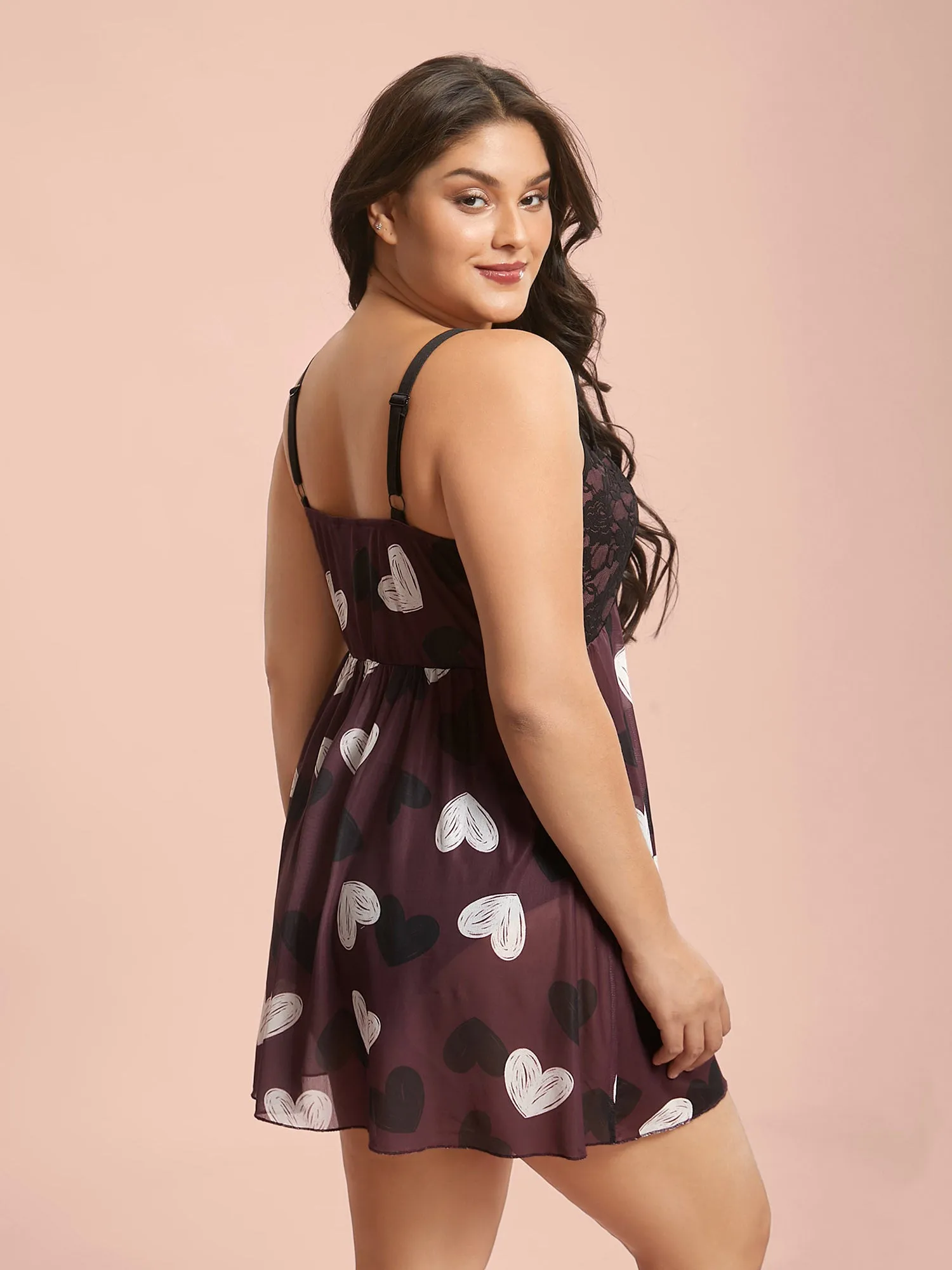 Cami Bow Detail Heart Print Nightgown sold by Bloomchic product image thumbnail 5