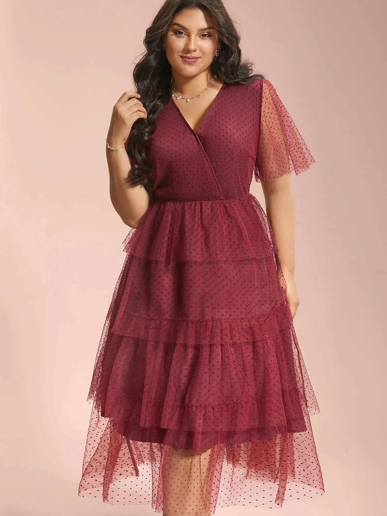 Polka Dot Sheer Mesh Tiered Dress sold by Bloomchic product image thumbnail 4