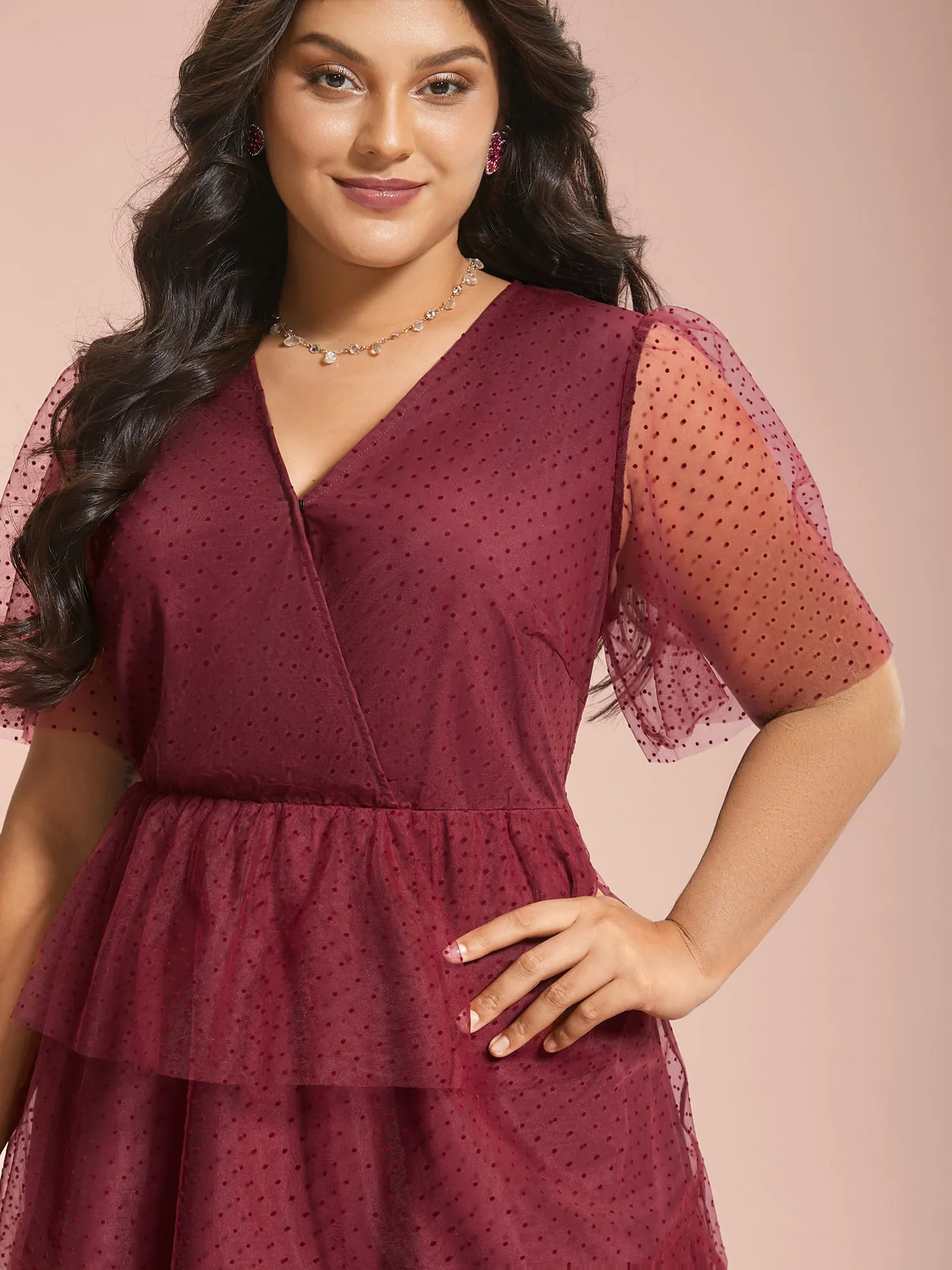 Polka Dot Sheer Mesh Tiered Dress sold by Bloomchic product image thumbnail 2