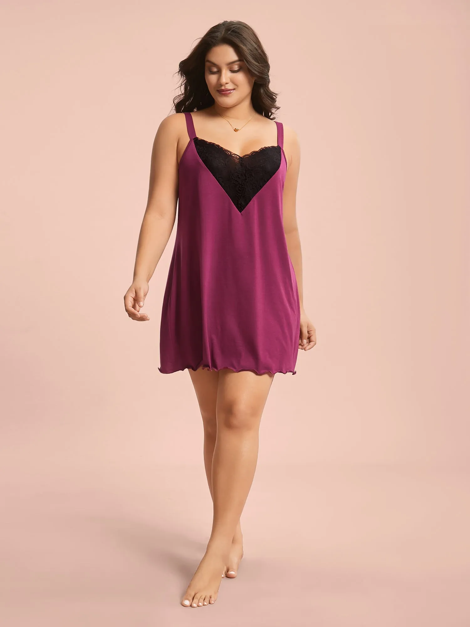 Crochet Lace Mesh Contrast Sleep Dress sold by Bloomchic product image thumbnail 2