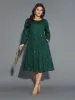 Glitter Crew Neck Waist-Cinched Dress sold by Bloomchic