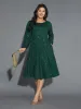 Glitter Crew Neck Waist-Cinched Dress sold by Bloomchic