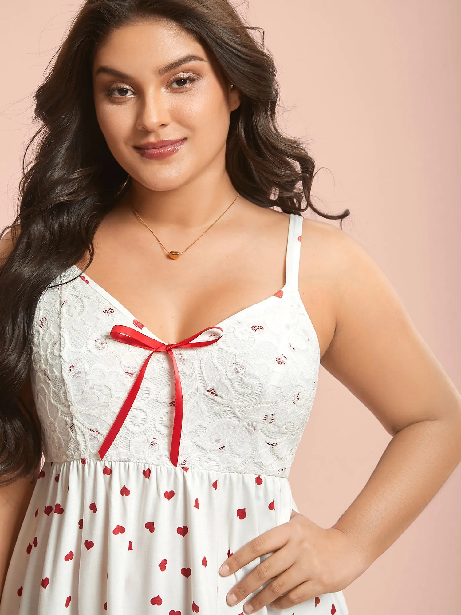 Bow Lace Heart Print Lounge Dress sold by Bloomchic product image thumbnail 2