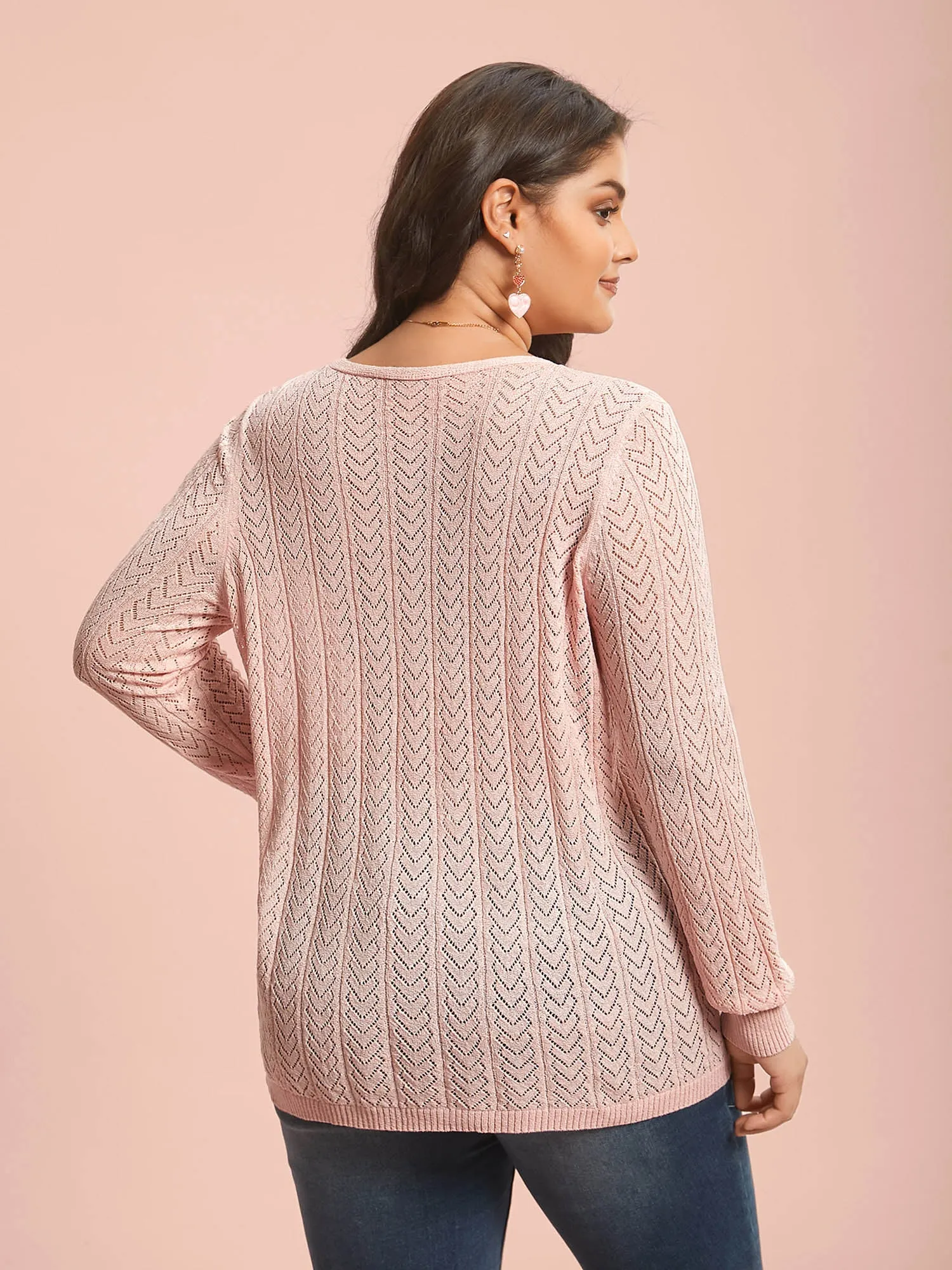 Plain Hollow Out Romantic Textured Pullover sold by Bloomchic product image thumbnail 2