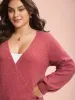Surplice Neck Solid Textured Pullover sold by Bloomchic