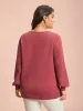 Surplice Neck Solid Textured Pullover sold by Bloomchic